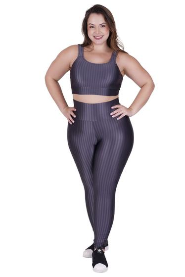 Imagem de Conjunto Fitness Plus Size 3D Cropped Bojo Removível e Legging Cintura Alta BARBARA