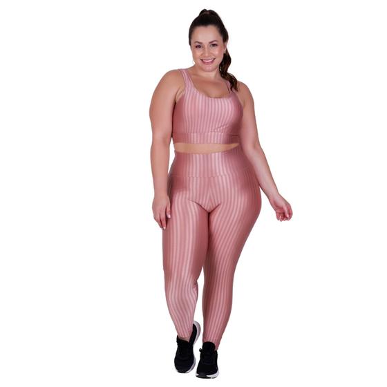 Imagem de Conjunto Fitness Plus Size 3D Top e Legging Cintura Alta - BÁRBARA PLUS