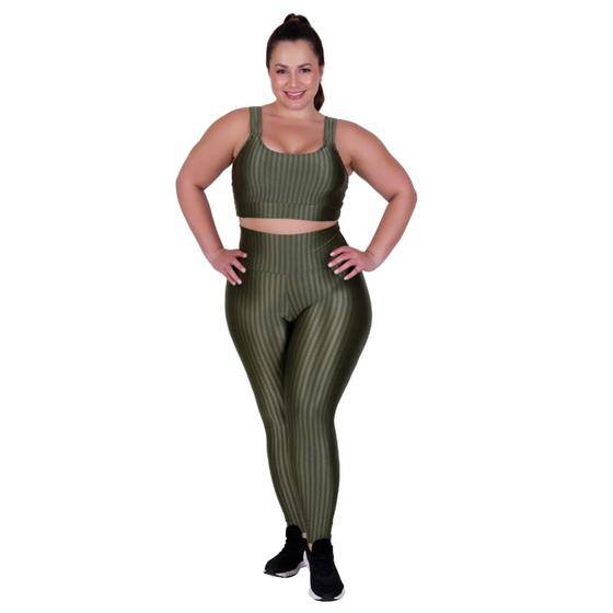 Imagem de Conjunto Fitness Plus Size Academia Top e Legging 46 48 50 - CONJUNTO BÁRBARA