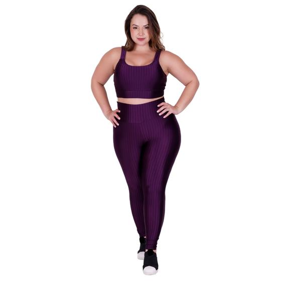 Imagem de Conjunto Fitness Plus Size Academia Top e Legging 46 48 50 - CONJUNTO BÁRBARA