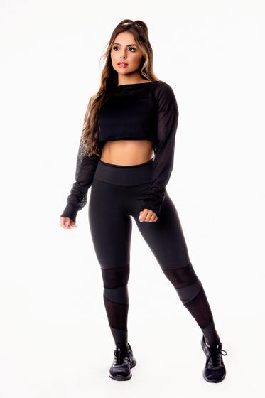 Imagem de Conjunto Fitness Racy Cropped de Tela Dry e Calça com Detalhes em Dry  CSV11