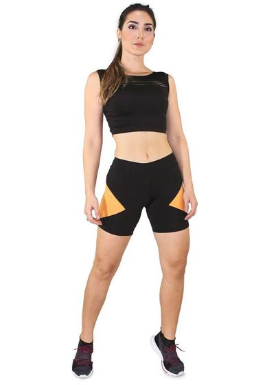 Imagem de Conjunto Fitness Shots cintura baixa + Cropped Regata Com Faixa