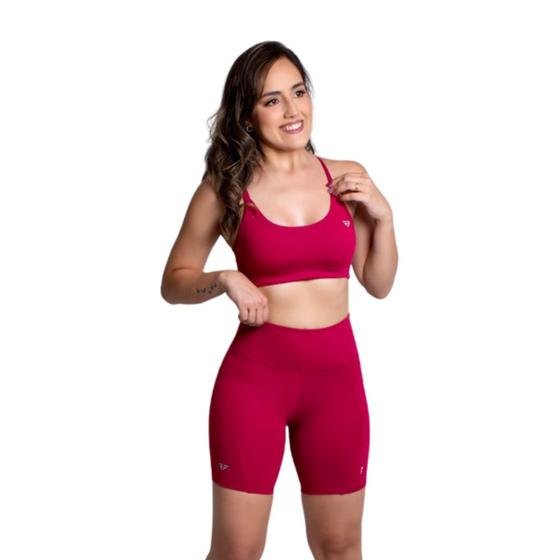 Imagem de Conjunto Fitness Top Com Bojo Short Run Com Bolso Caminhada