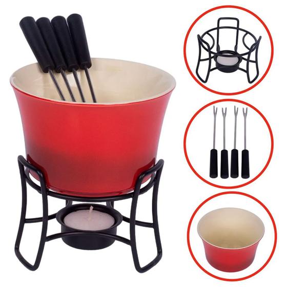 Imagem de Conjunto Fondue 6 Pçs Zermatt Vermelho Para 4 Pessoas