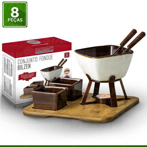 Imagem de Conjunto Fondue Bilzen 8 Peças Panela Fundi Aço Inox Para Chocolate E Queijo - Western