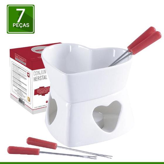 Imagem de Conjunto Fondue Herstal 7 Peças Coração Panela Fundi Aço Inox Para Chocolate E Queijo - Western