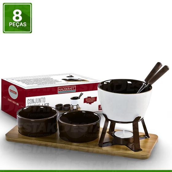 Imagem de Conjunto Fondue Lier 08 Peças Panela Fundi Aço Inox Para Chocolate E Queijo