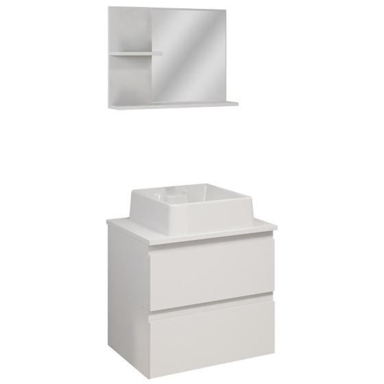 Imagem de Conjunto gabinete espelheira imperial 500 suspenso branco 20117246568 banheiro