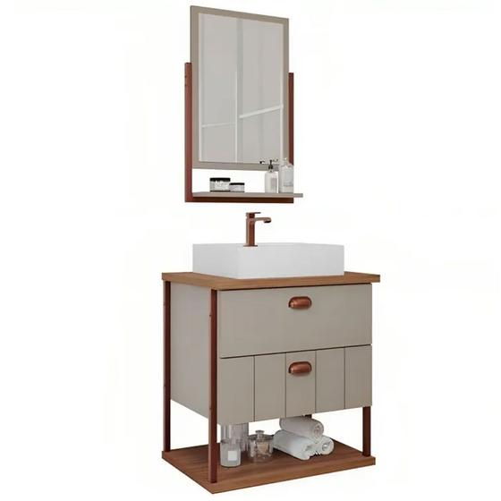 Conjunto Gabinete para Banheiro Uni com Espelheira 60cm Mgm Menor preço em Conjunto Gabinete para Banheiro Uni com Espelheira 60cm Mgm