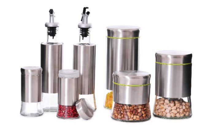Conjunto Galheteiro e Porta Condimento em Inox Menor preço em Conjunto Galheteiro e Porta Condimento em Inox