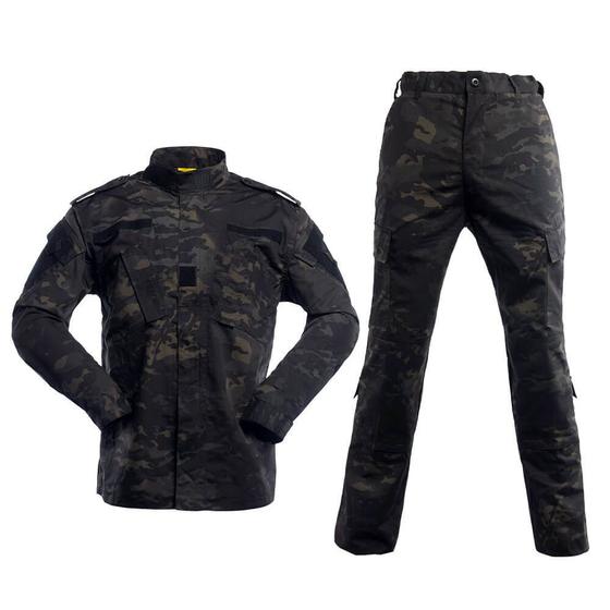 Imagem de Conjunto Gandola Calça Tático Camuflado Ripstop Preto AVB CP