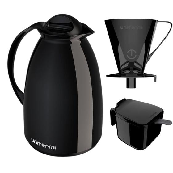 Imagem de Conjunto Garrafa Térmica 650ml com Açucareiro Colher e Suporte Filtro Café
