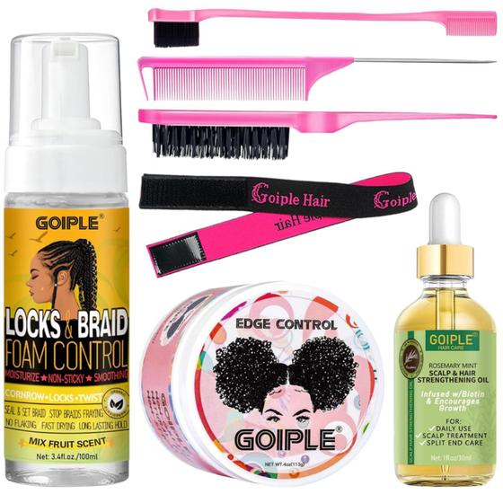 Imagem de Conjunto Goiple Braid Mousse & Edge Control para Cabelos Pretos
