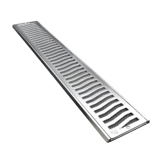 Imagem de Conjunto Grelha Leve Retangular Com Tela 15 X 50 Cm Em Aluminio Martelado Costa Navarro