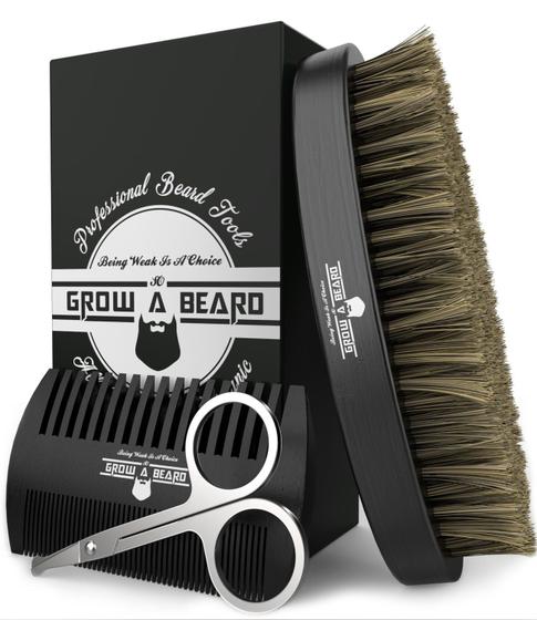 Imagem de Conjunto Grow Alpha Beard: Escova, Pente e Tesoura para Barba e Bigode