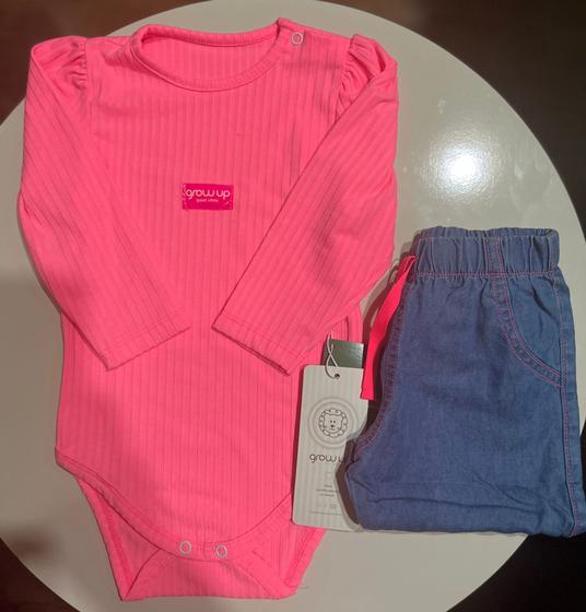 Imagem de Conjunto Growup- Body Canelado e Calça Jeans Jogger. TAM 1