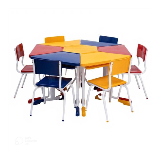 Imagem de Conjunto HEXAGONAL Mesas e Cadeiras 02 A 06 anos INFANTIL REALPLAST 41098