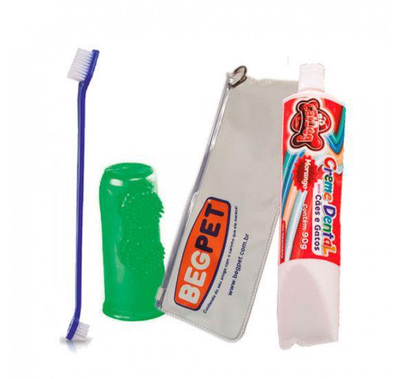 Imagem de Conjunto Higiene Bucal para pets (Creme Dental Morango/Escova/Bolsa)