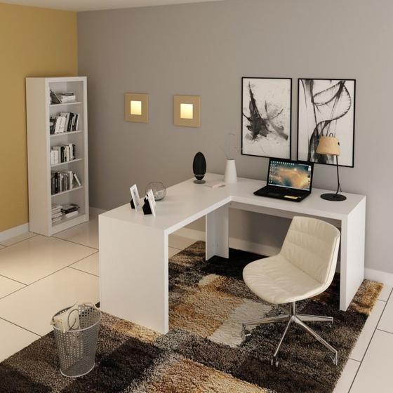 Imagem de Conjunto Home Office 2 Peças com 1 Mesa para Escritório em L e 1 Estante Espresso Móveis