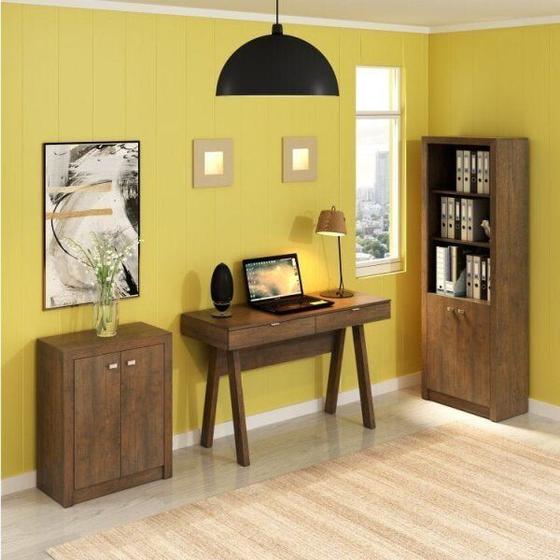 Imagem de Conjunto Home Office 3 peças 1 Escrivaninha com Estante e 1 Balcão Tecno Mobili