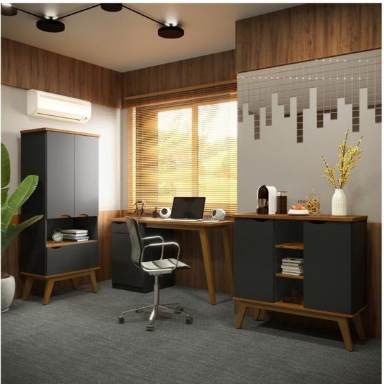Conjunto Home Office 3 Peças com 1 Escrivaninha, 1 Balcão Buffet e 1 Armário Patrimar Móveis Menor preço em Conjunto Home Office 3 Peças com 1 Escrivaninha, 1 Balcão Buffet e 1 Armário Patrimar Móveis