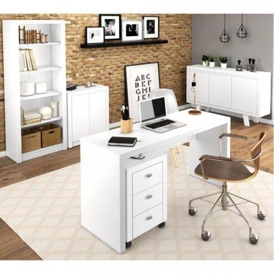 Imagem de Conjunto Home Office 5 Peças com Mesa, Gaveteiro, Estante, Balcão 2 Portas e Balcão 3 Portas Espress