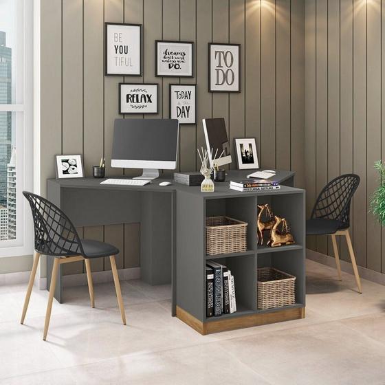 Conjunto Home Office com 2 Escrivaninhas de Canto e 1 Estante para Livros 4 Nichos Cubic Caemmun é boa?