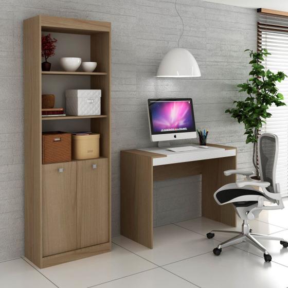 Imagem de Conjunto Home Office com Escrivaninha e Estante para Livros Móveis