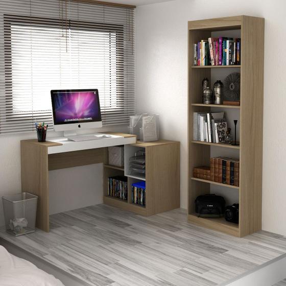 Imagem de Conjunto Home Office com Escrivaninha e Estante para Livros Móveis