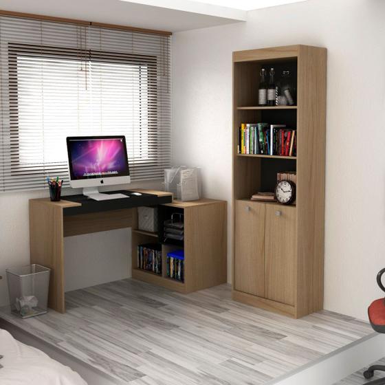 Imagem de Conjunto Home Office com Escrivaninha Multifuncional e Estante para Livros Móveis