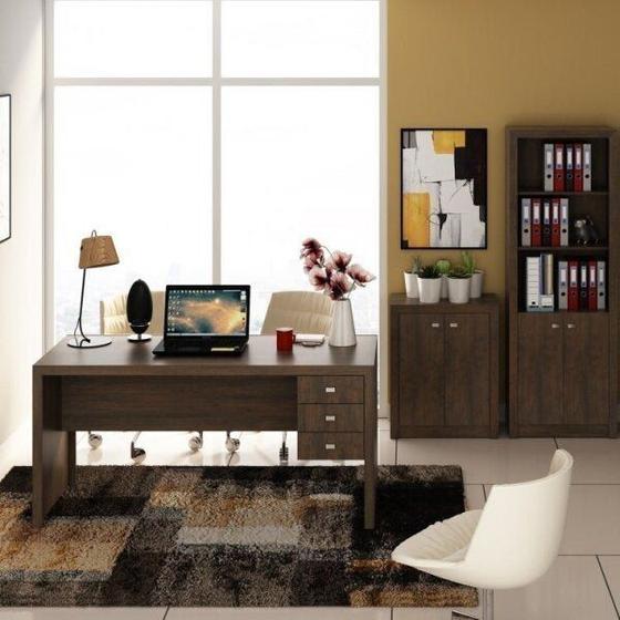 Conjunto Home Office Escrivaninha 3 Gavetas Estante e Balcão 2 Portas Tecno Mobili é boa?