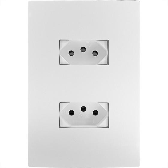 Imagem de Conjunto Ilumi I9-Inove Branco Com Placa 2 Tomadas 10A. - 94120 Monobloco