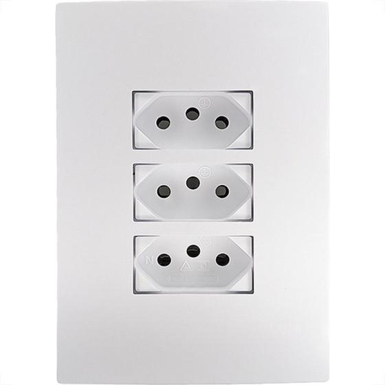 Imagem de Conjunto Ilumi I9-Inove Branco Com Placa 3 Tomadas 10A. - 94123 Monobloco