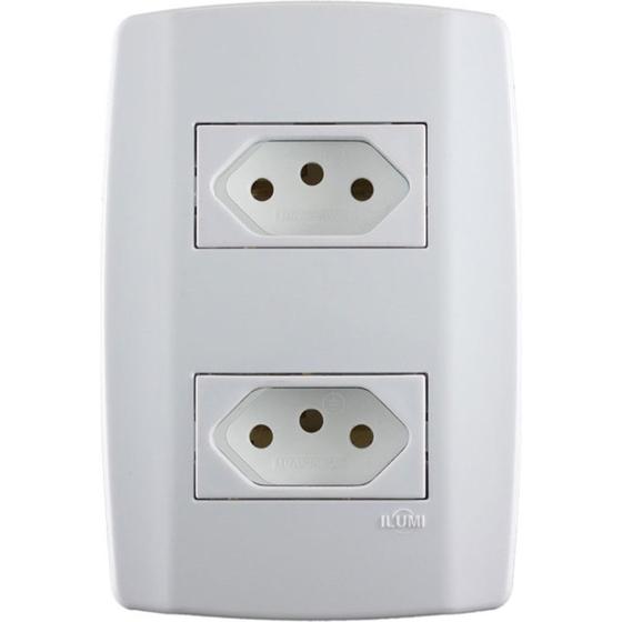 Imagem de Conjunto Ilumi Slim 4X2 Branco Com Placa (2Tomada 20A) 80121