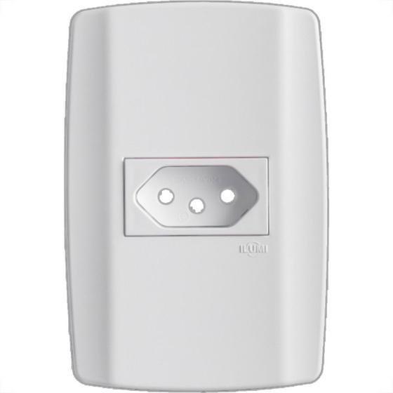 Imagem de Conjunto Ilumi Slim Branco Com Placa 1 Tomada 2P+T. 10A. - 80150