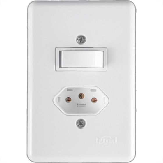 Imagem de Conjunto Ilumi Stylus Branco Com Placa 1 Simples + Tomada 2P+T. 20A. 20201