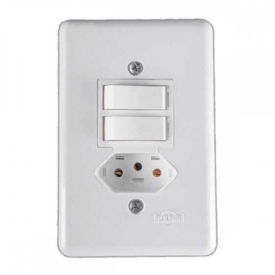 Imagem de Conjunto Ilumi Stylus Branco Com Placa 2 Paralelo + 1 Tomada 2P+T. - 20300