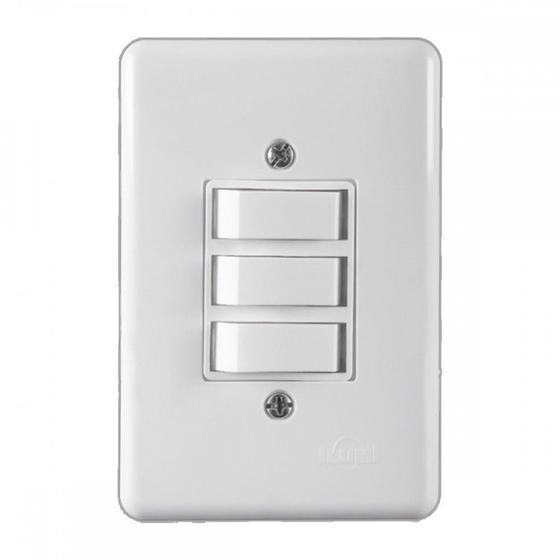 Imagem de Conjunto Ilumi Stylus Branco Com Placa 3 Simples - 2019
