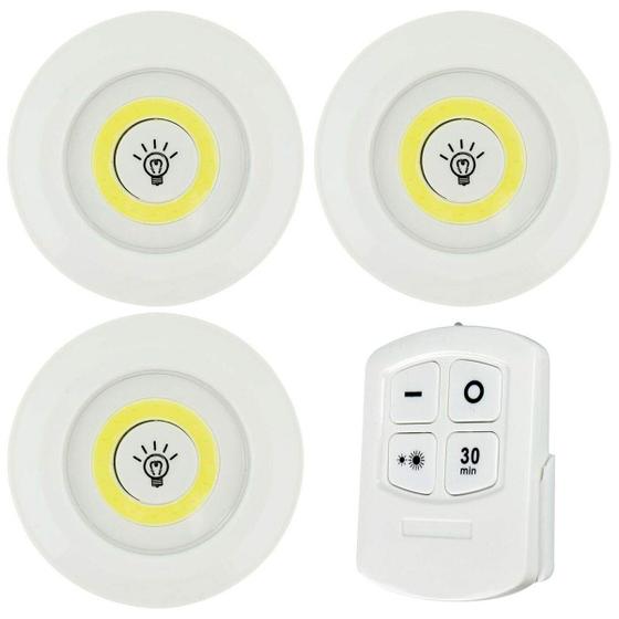 Imagem de Conjunto Iluminação Led 3 Spots Sem Fio + Controle Branco