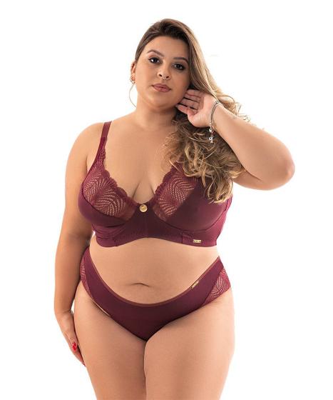 Imagem de Conjunto IMI Lingerie Sem Bojo Em Microfibra E Renda Plus Size Betânia