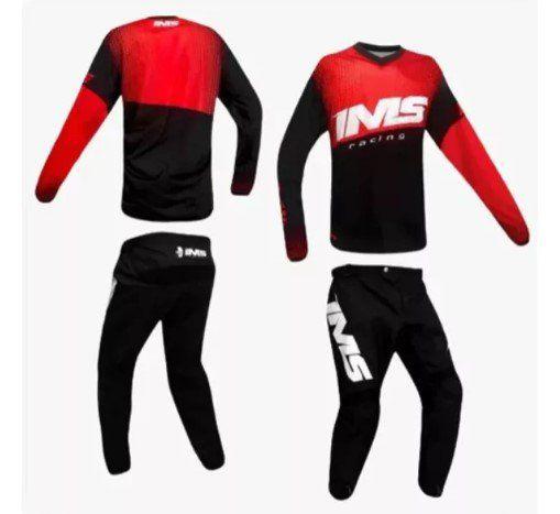 Imagem de Conjunto Ims Mx Active Trilha Motocross OffRoad Vermelho Pto