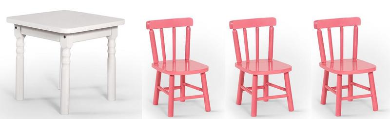Imagem de Conjunto Infantil 60x60 Com 3 Cadeiras - Rosa - JM Móveis