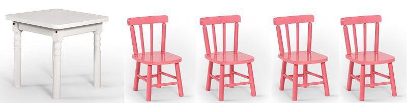 Imagem de Conjunto Infantil 60x60 Com 4 Cadeiras - Rosa - JM Móveis