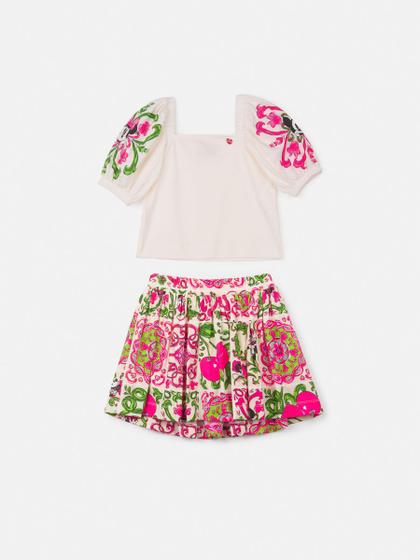 Imagem de Conjunto Infantil Animê Verão Saia Rosa Minnie e Blusa Off Disney