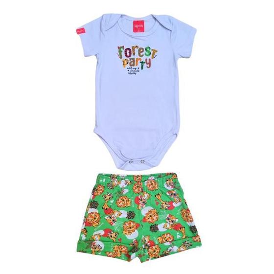 Imagem de Conjunto Infantil Bebê Menina Body Manga Curta e Short Estampado