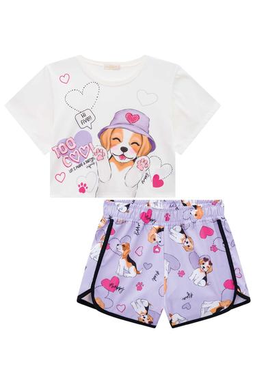 Imagem de Conjunto Infantil Blusa Boxy em M.Malha e Shorts em Nylon Dog Cool - Infanti