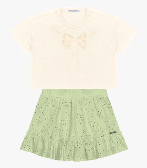 Imagem de Conjunto Infantil Blusa Com Saia Laise Trick Nick Bege