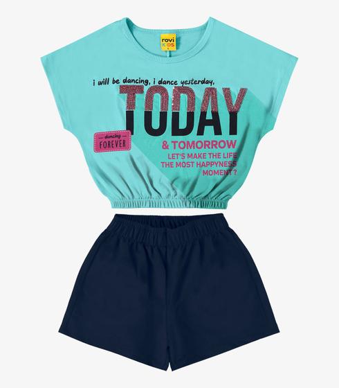 Imagem de Conjunto Infantil Blusa Com Shorts Rovi Kids Azul