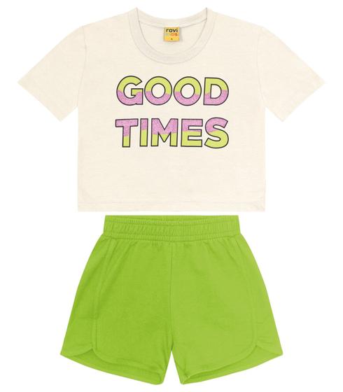 Imagem de Conjunto Infantil Blusa Com Shorts Rovi Kids Bege