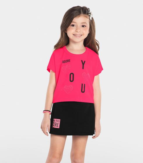 Imagem de Conjunto Infantil Blusa Com Shorts Saia Rovi Kids Rosa